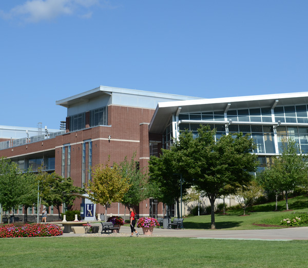 The Jean Hower Taber Student Union entrance near Coleman Common